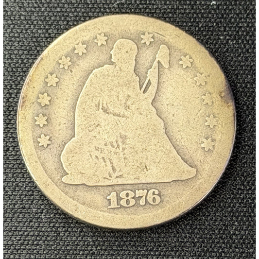 1876 S Seated Liberty Quarter obverse early silver 25C coin