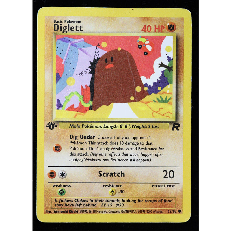 Pokemon Diglett 52/82 1st Edition Team Rocket WOTC LP Vintage front