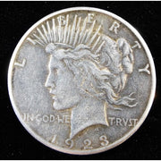 1923 Peace Silver Dollar obverse VF circulated 90 percent silver coin