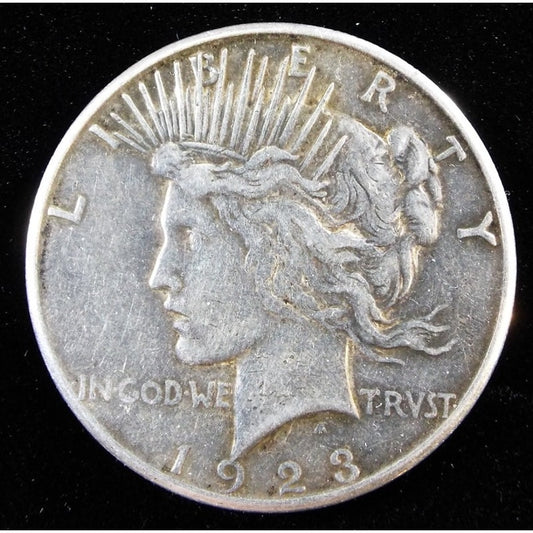 1923 Peace Silver Dollar obverse VF circulated 90 percent silver coin