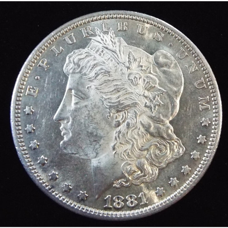 1881 S Morgan Silver Dollar obverse Proof Like PL reflective fields