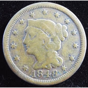 1848 Braided Hair Large Cent obverse early U.S. copper coin