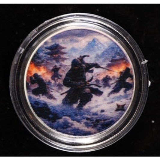 Colorized Samurai Warrior 1/10 oz .999 Fine Silver Art Round