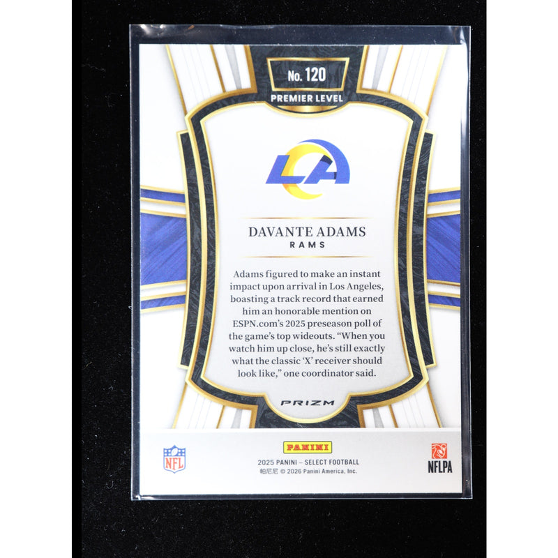 2025 Panini Select Davante Adams #120 Silver Prizm Premier Level — Near Mint