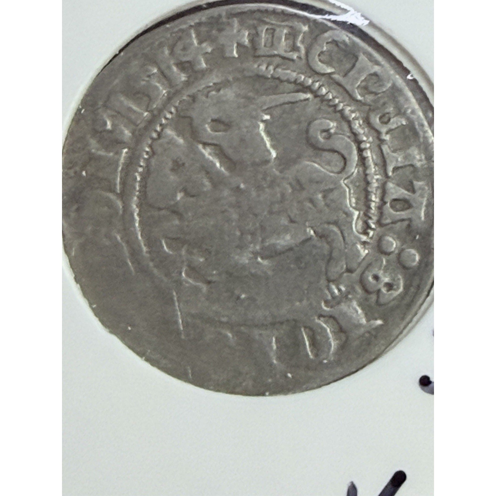 1514 Sigismund I Silver Half Groat close detail medieval coin
