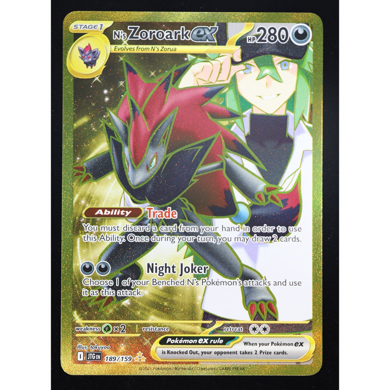 Pokemon N's Zoroark ex 189/159 Journey Together Gold English NM