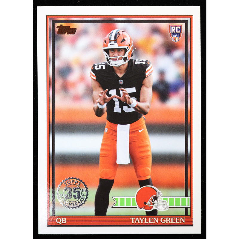 2026 Topps Flagship Taylen Green RC 1991 Topps 91TR-8 Football front