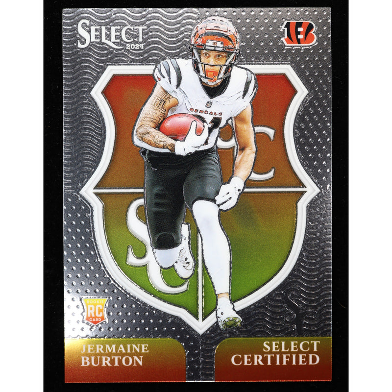 2024 Panini Select Certified Jermaine Burton RC #19 Football Card front