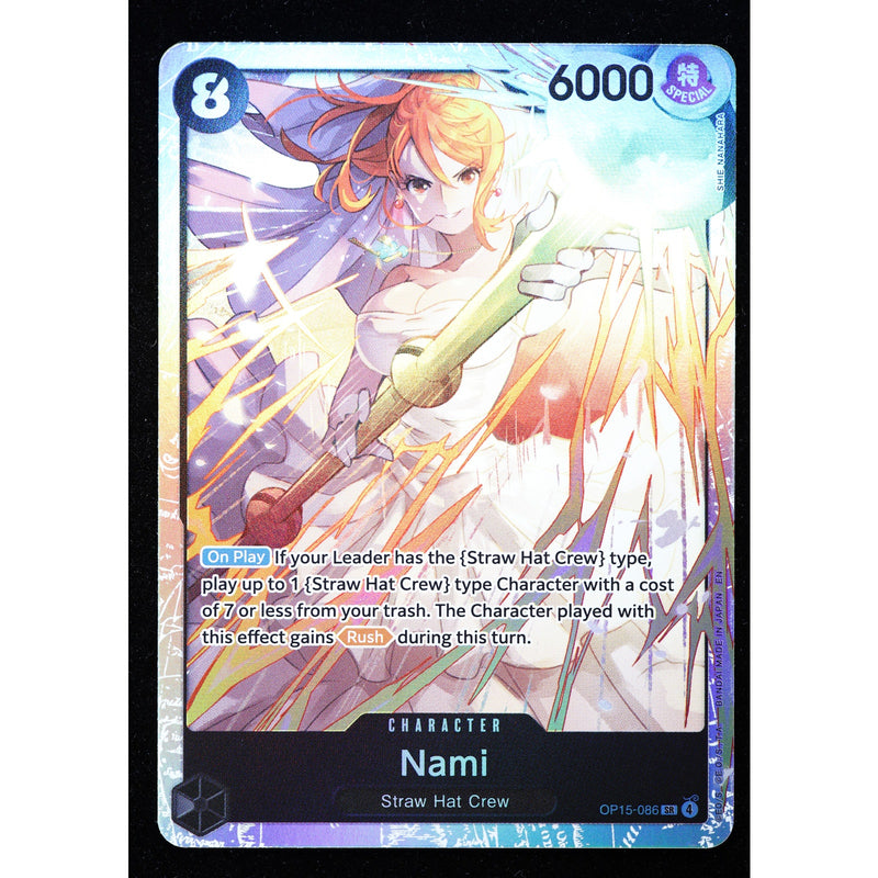 Nami OP15-086 Super Rare foil One Piece trading card front