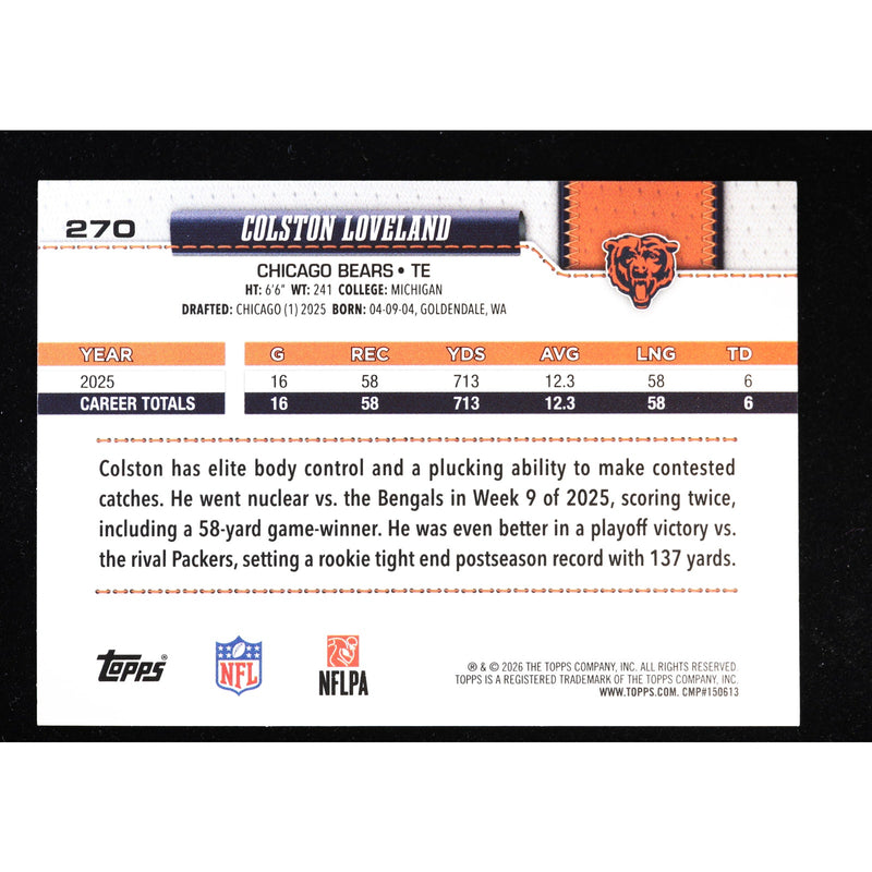 2026 Topps Flagship Colston Loveland Future Stars #270 Sandglitter — Near Mint