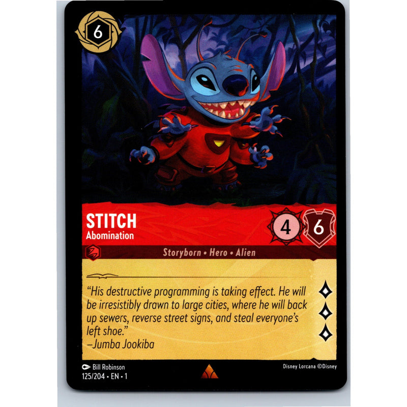 Disney Lorcana Stitch - Abomination 125/204 TFC Rare Nonfoil NM