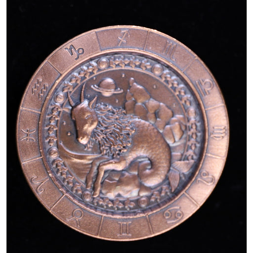 Monarch Precious Metals 1 oz .999 Fine Copper Zodiac Round | Capricorn Obverse