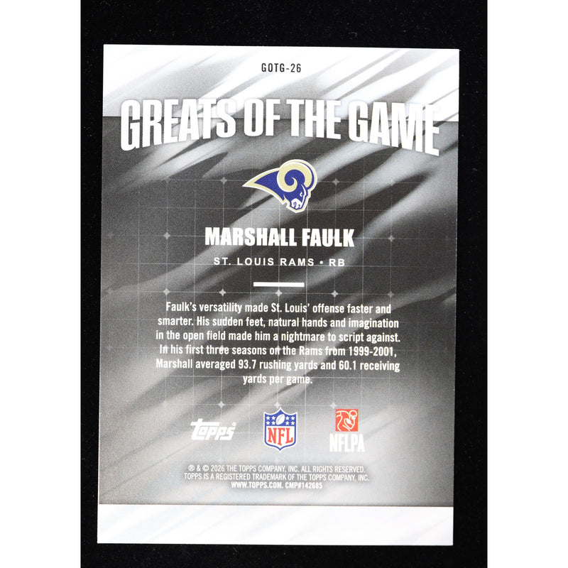 2026 Topps Flagship Marshall Faulk Greats of the Game GOTG-26 — Near Mint