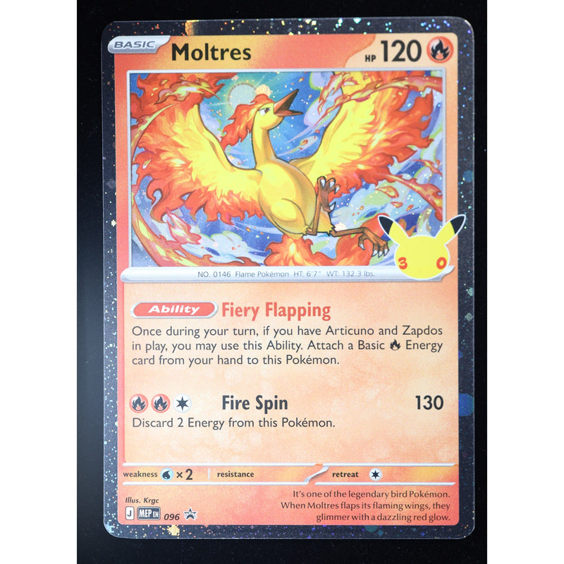 Pokemon Moltres MEP 096 30th Celebration Black Star Promo Holo English NM
