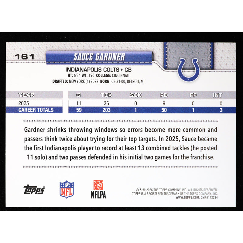 2026 Topps Flagship Sauce Gardner #161 Silver Crackle Foil Colts back