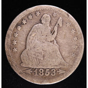 1853 Arrows and Rays Seated Liberty Quarter One Year Type Coin Obverse