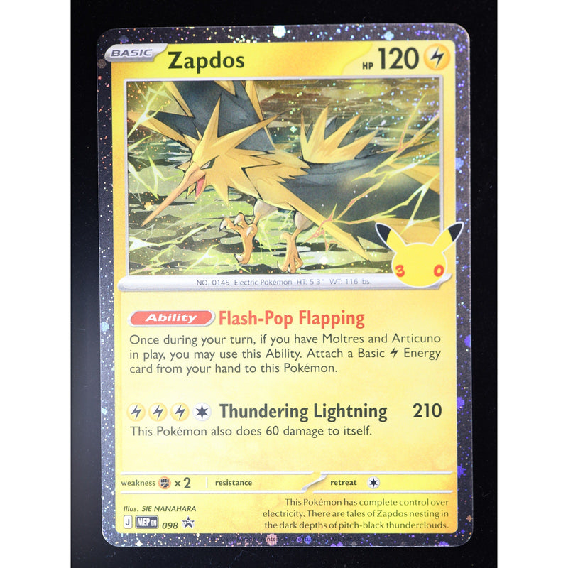 Pokemon Zapdos MEP 098 30th Celebration Black Star Promo Holo English NM