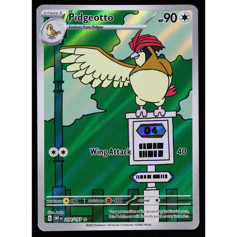 Pokemon Pidgeotto 208/197 Obsidian Flames Illustration Rare Holo