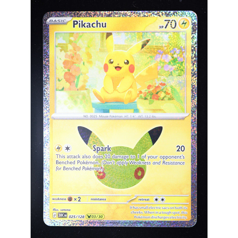 Pokemon Pikachu 025/128 03/30 30th Celebration Holo English NM