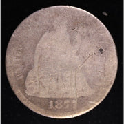 1877 Seated Liberty Dime Better Date 90 Percent Silver Coin Obverse