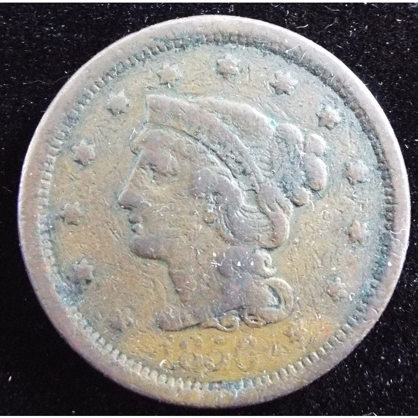 1856 Braided Hair Large Cent obverse early U.S. copper coin