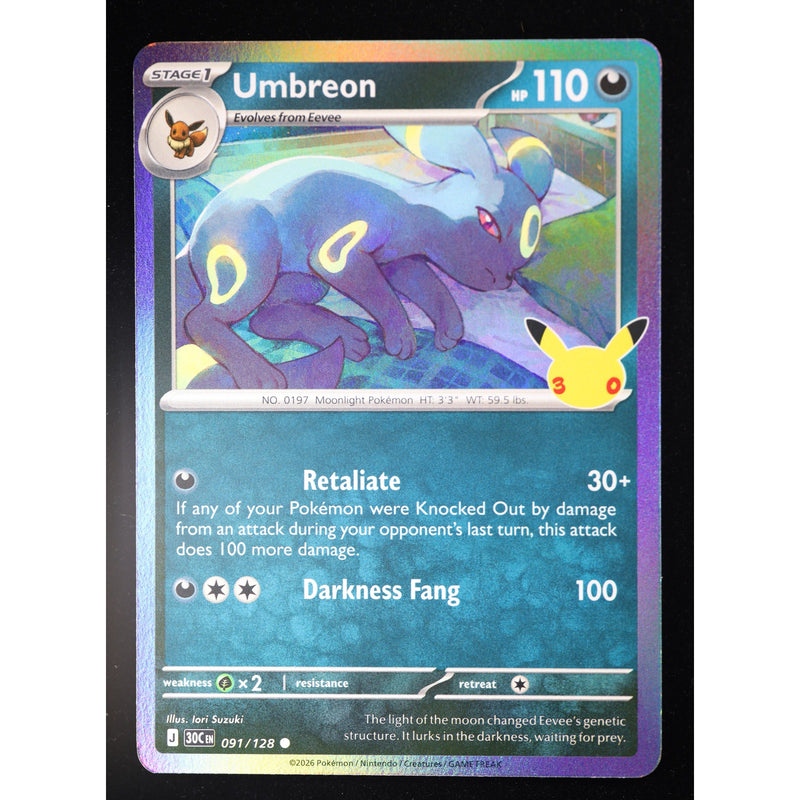 Pokemon Umbreon 091/128 30th Celebration Holo English Near Mint