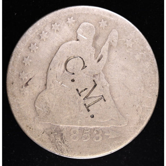 1853 Arrows and Rays Seated Liberty Quarter Silver Coin Obverse