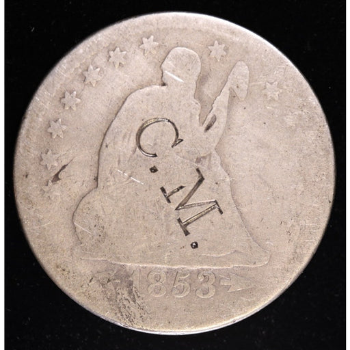 1853 Arrows and Rays Seated Liberty Quarter Silver Coin Obverse