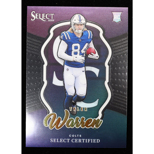 2025 Panini Select Certified Tyler Warren RC #8 Football Card front