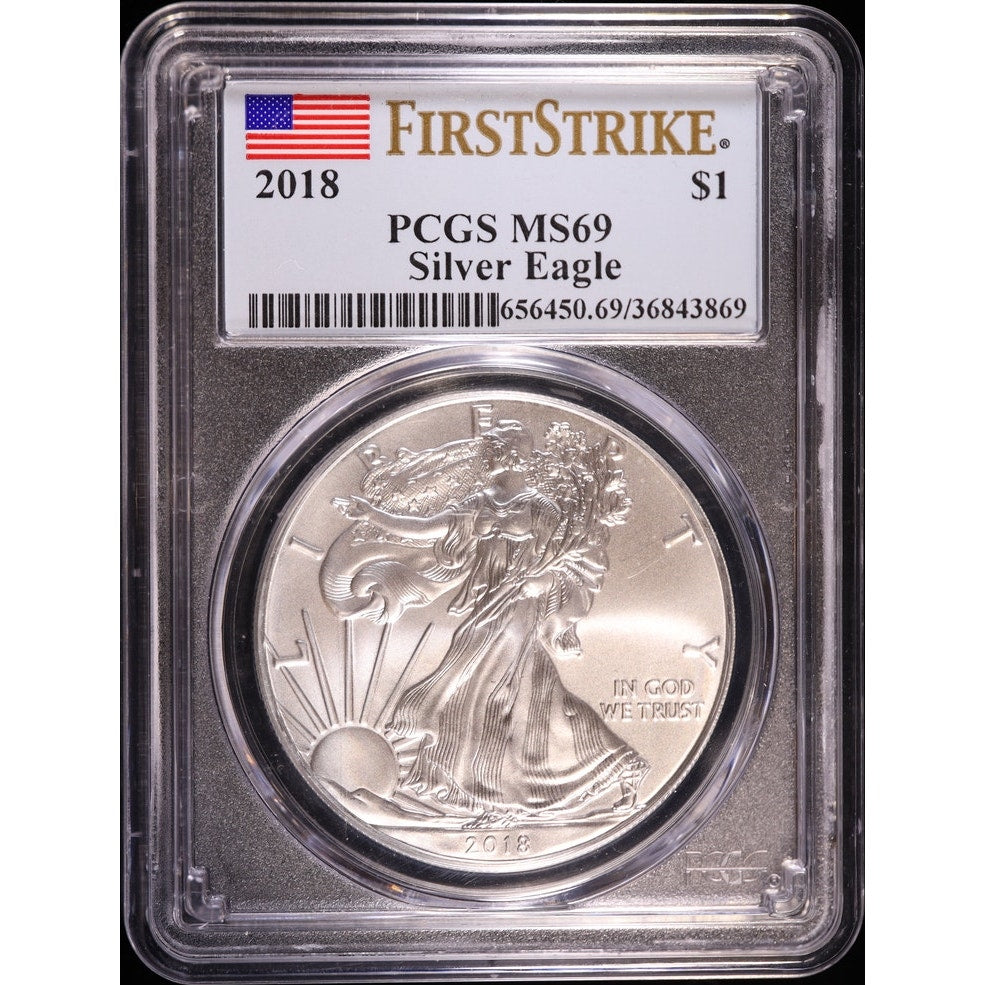 2018 American Silver Eagle PCGS MS69 First Strike 1 oz Silver Obverse