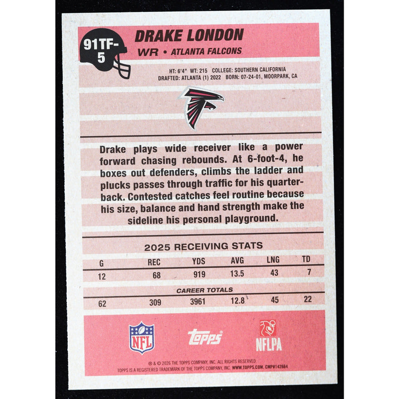2026 Topps Flagship Drake London 1991 Crackle Foil 91TF-5 — Near Mint