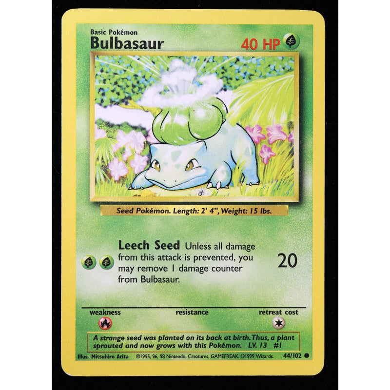 Bulbasaur 44/102 Base Set Unlimited 1999 Pokemon WOTC Vintage LP