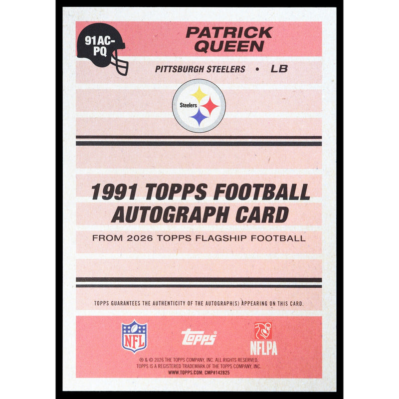 2026 Topps Flagship Patrick Queen 1991 Autograph 91AC-PQ — Near Mint