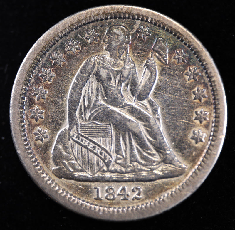 1842 Seated Liberty Dime obverse with original luster