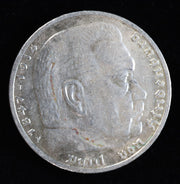 1939 F Germany 5 Reichsmark KM 94 silver coin Obverse