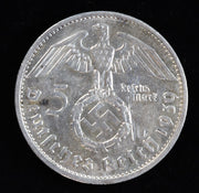 1939 F Germany 5 Reichsmark KM 94 silver coin reverse