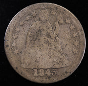 1845 P Seated Liberty Dime obverse early silver 10C coin