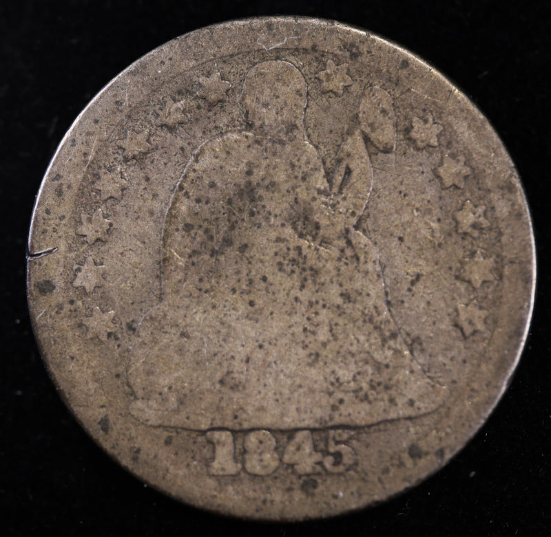 1845 P Seated Liberty Dime obverse early silver 10C coin