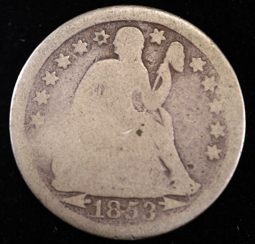 1853 Arrows Seated Liberty Dime obverse early silver coin