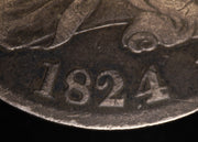 Close-up of an 1824 Capped bust Half Dollar W/Overdate