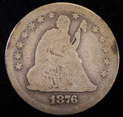 1876 S Seated Liberty Quarter obverse early silver 25C coin
