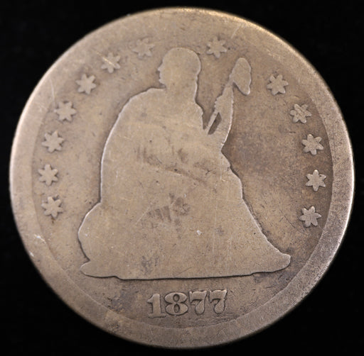 1877 S Seated Liberty Quarter obverse early silver 25C coin