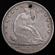1853 O Seated Liberty Half Dollar Obverse Holed