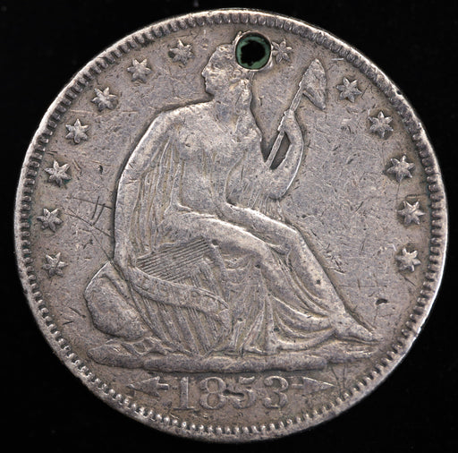 1853 O Seated Liberty Half Dollar Obverse Holed