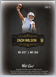 2021 Wild Card MATTE Zach Wilson LBC-2 Black football card back