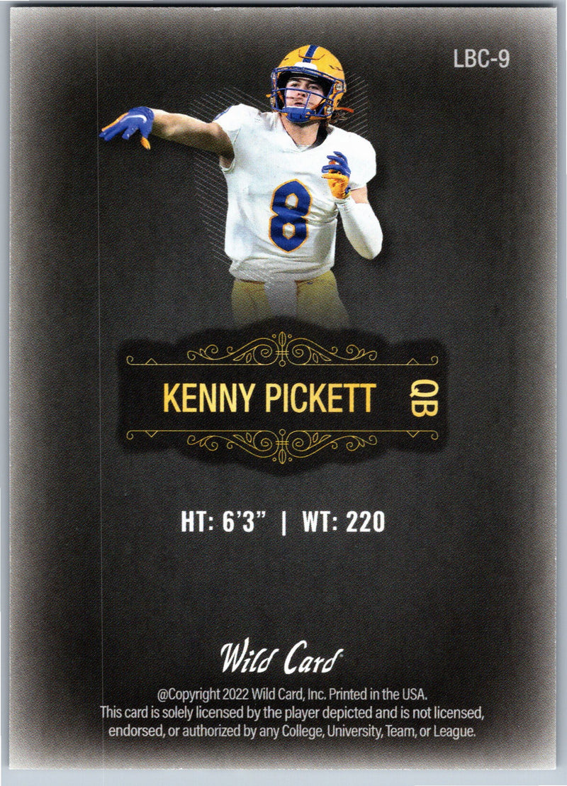 2022 Wild Card MATTE Kenny Pickett #LBC-9 football card back