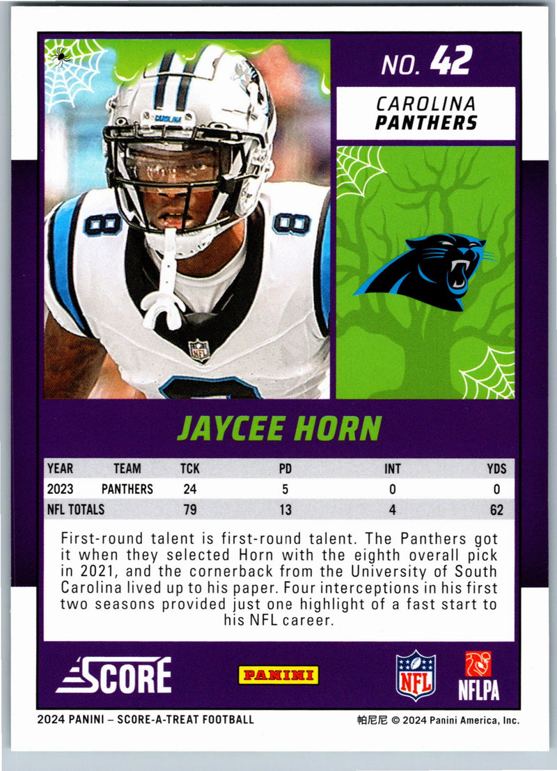2024 Score-A-Treat Jaycee Horn #42 football card back