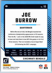 2024 Donruss Joe Burrow #10 football card back