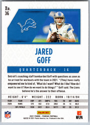 2021 Panini Phoenix Jared Goff #36 Fire Burst football card back