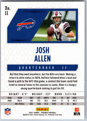 2021 Panini Phoenix Josh Allen #11 Fire Burst football card back